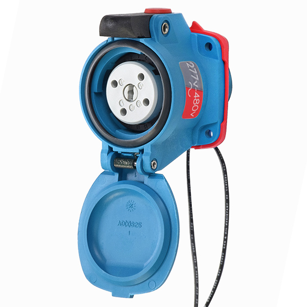 63-14047-972 - DSN20 RECEPTACLE POLY BLUE SIZE 1 TYPE 4X IP 69 3P+N+G 20A 277/480 VAC 60 Hz +2 AUX